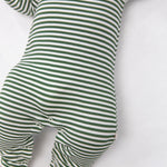 Green Stripes Sweatshirt Polo Romper
