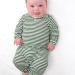 Green Stripes Sweatshirt Polo Romper