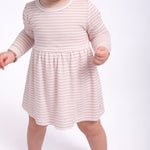 Pink Stripe Long Sleeve Bodysuit Dress