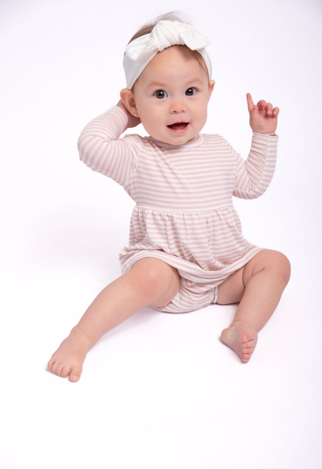Pink Stripe Long Sleeve Bodysuit Dress