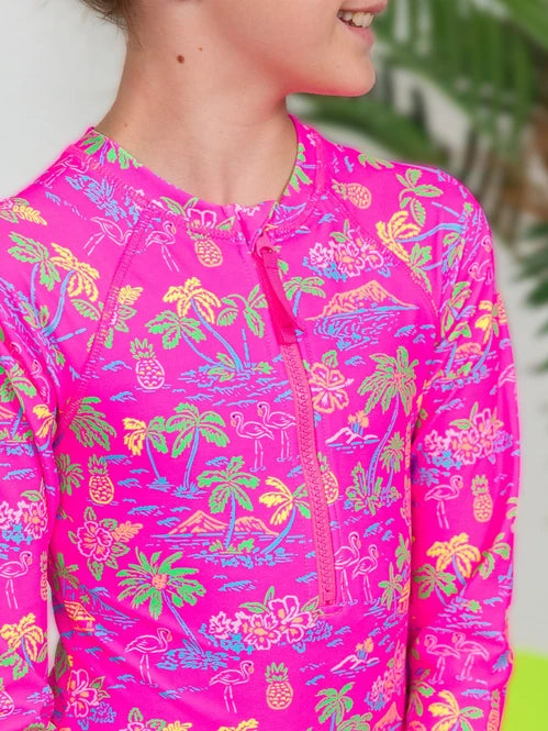 Neon Island Time 2 Piece Rash Guard