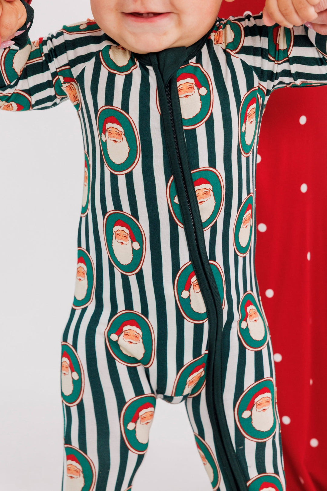 Green Santa Clause Lane Zip Romper