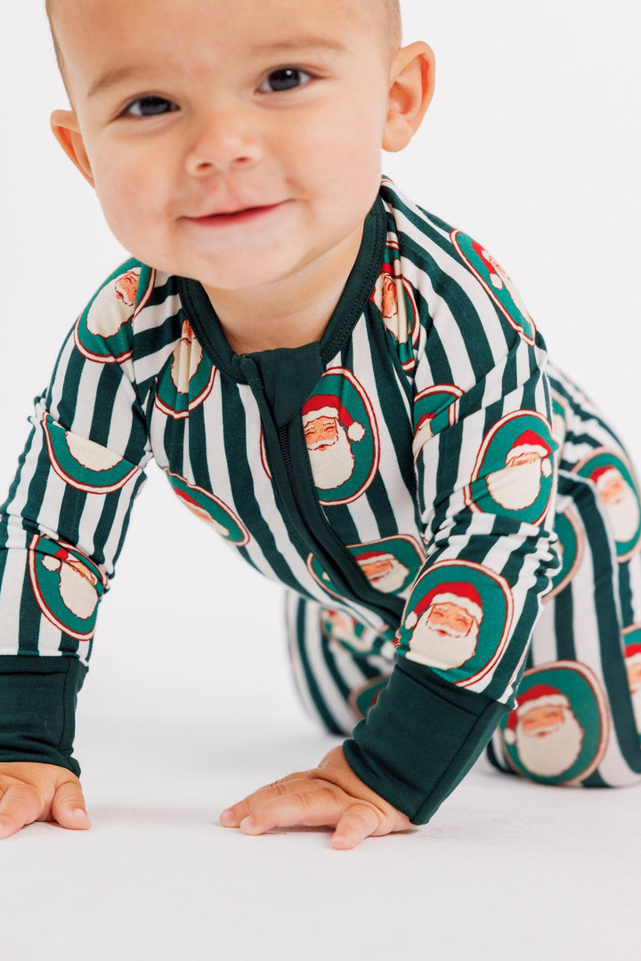 Green Santa Clause Lane Zip Romper