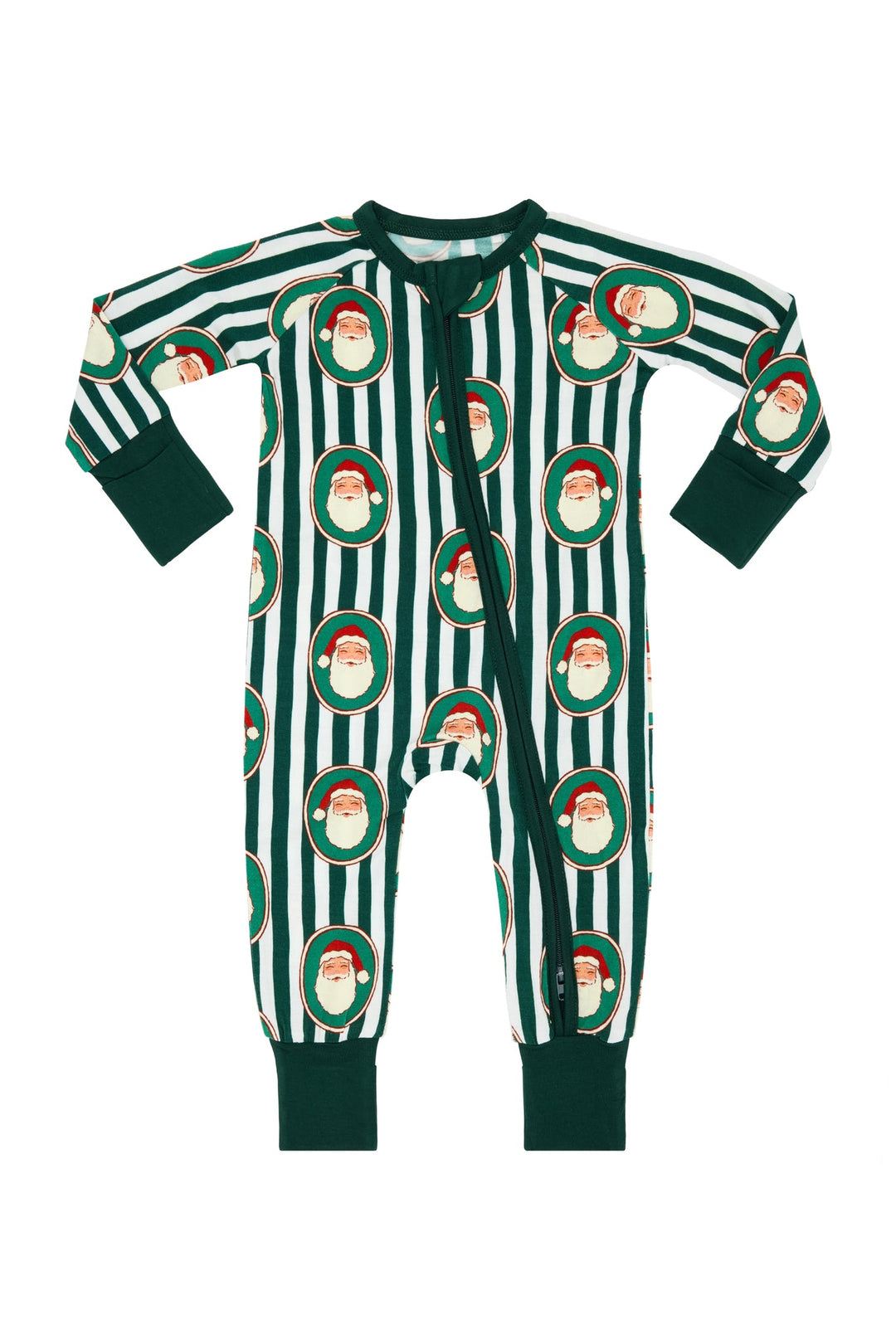 Green Santa Clause Lane Zip Romper