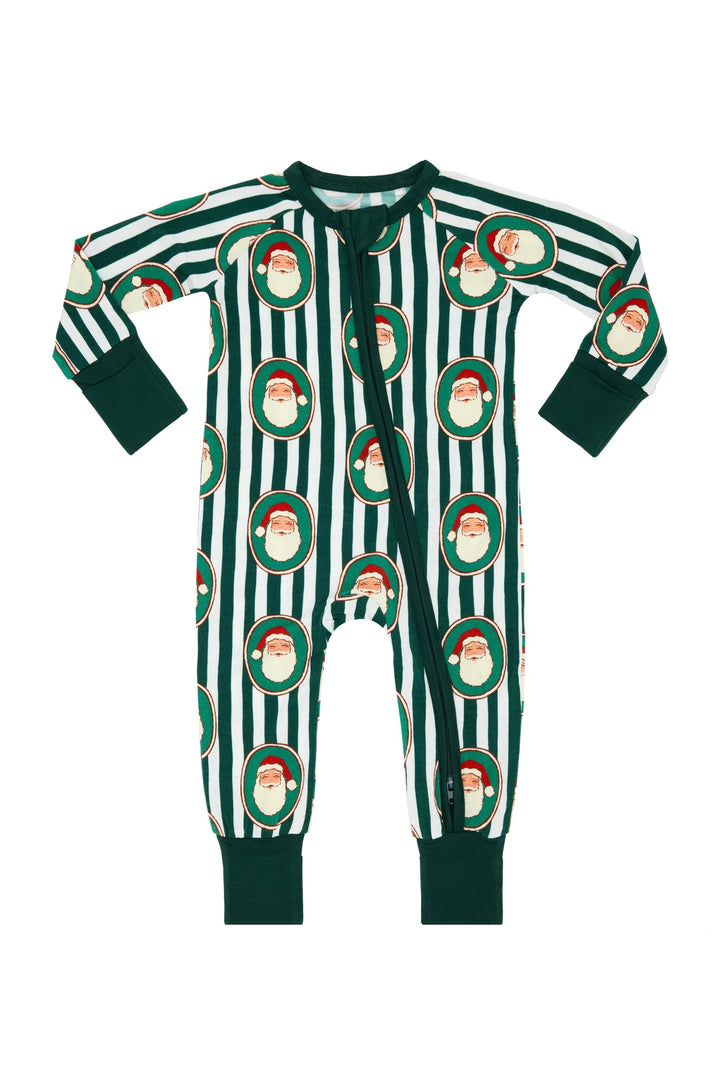 Green Santa Clause Lane Zip Romper