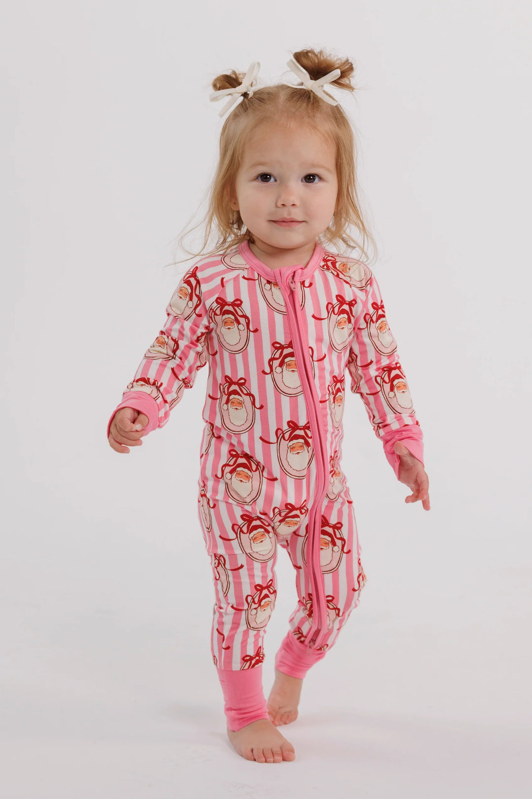 Pink Santa Clause Lane Zip Romper