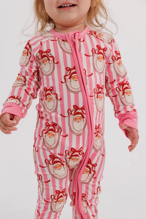Pink Santa Clause Lane Zip Romper