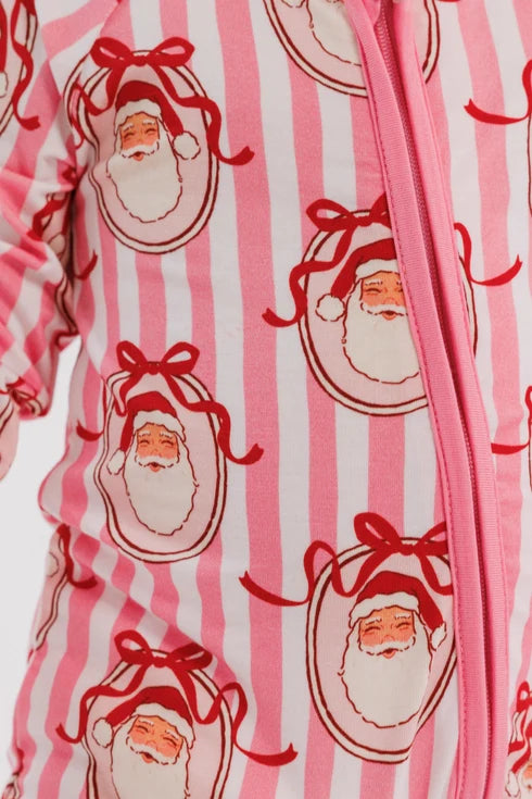 Pink Santa Clause Lane Zip Romper