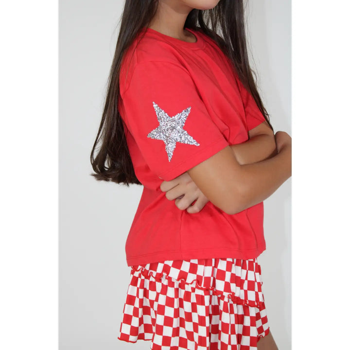 Paper Flower Rhinestone Stars T-Shirt