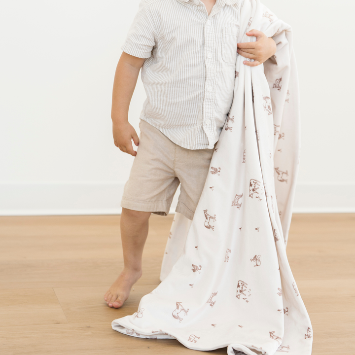 MINKY STRETCH TODDLER BLANKETS: Farm Animals