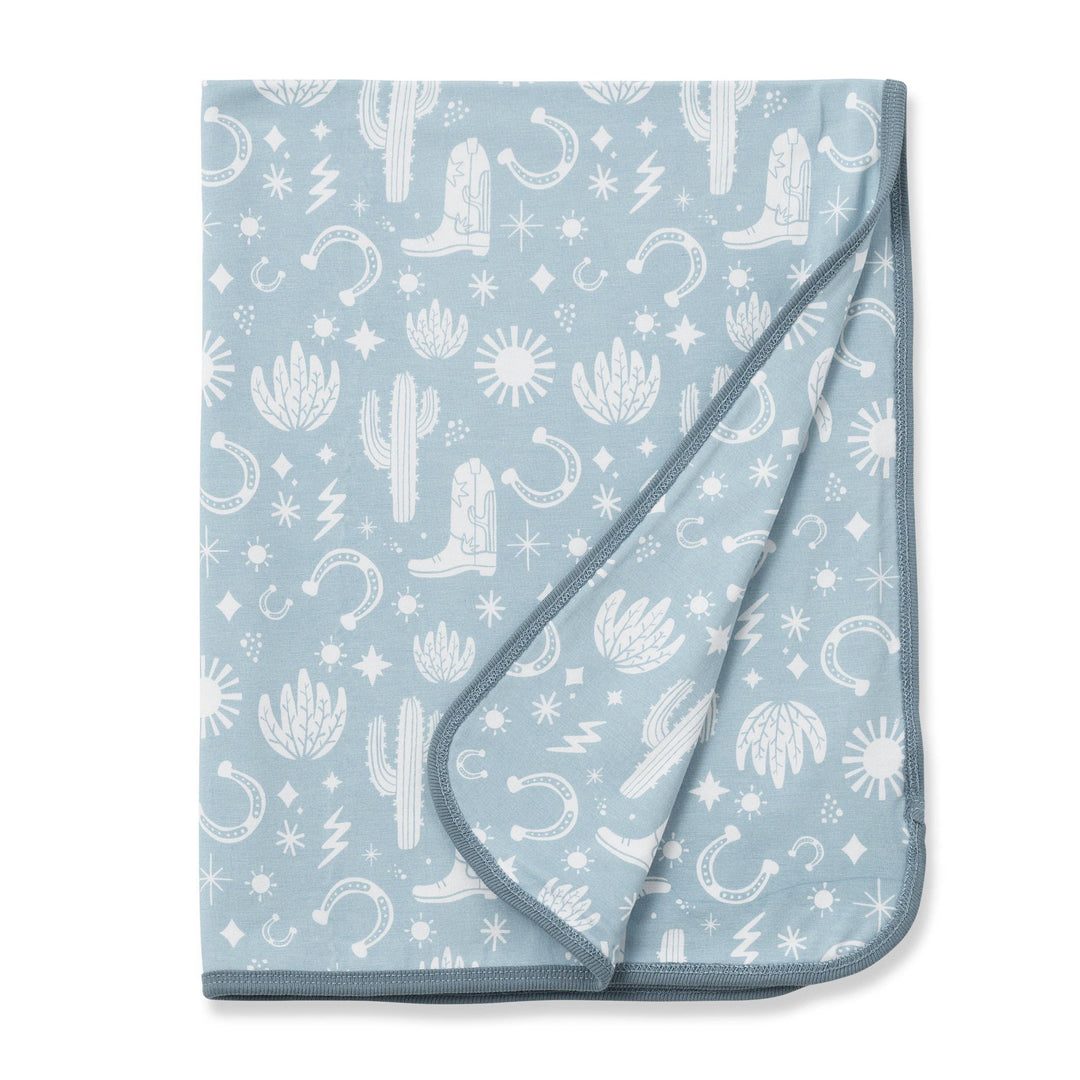 Baby Boy's Wild West/Blue Bamboo Stroller Blanket