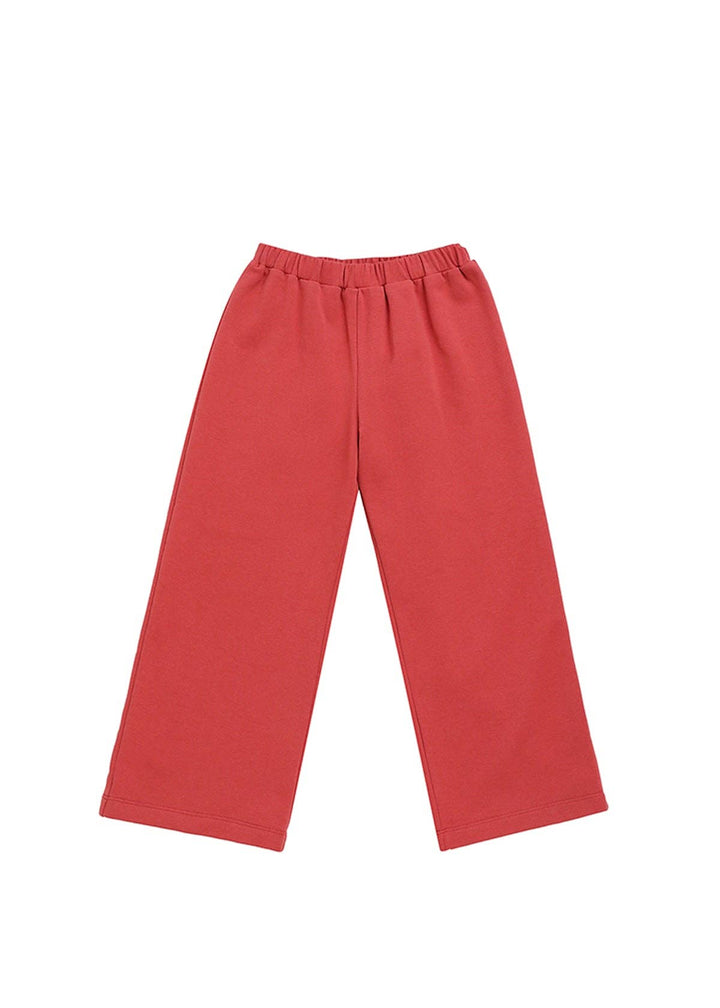 Red Rosie Solid Wide Leg Elastic Waist Sweatpants