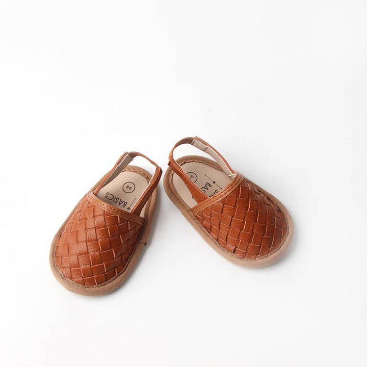 Woven Leather Baby Sandals: Tawny