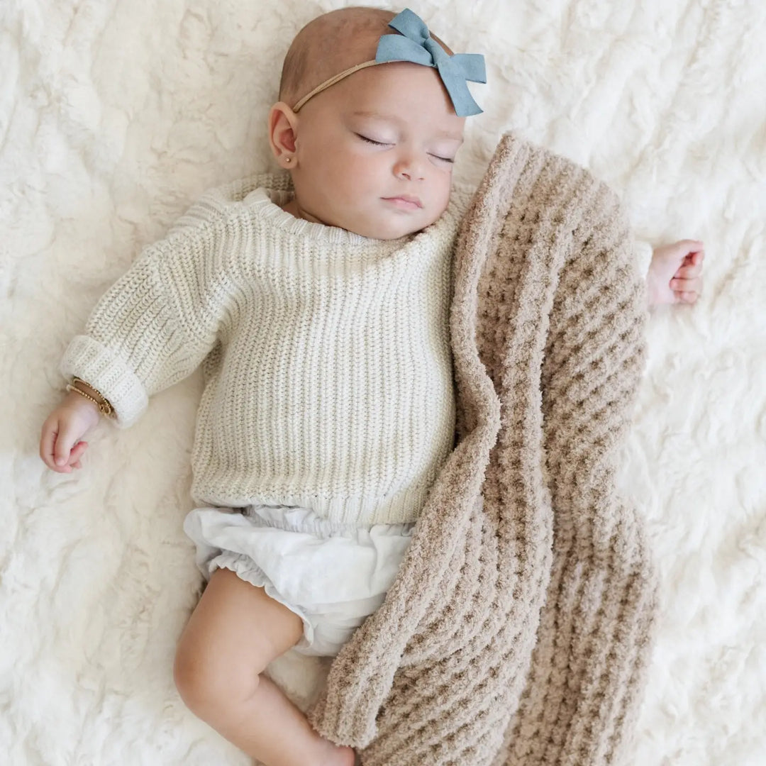 Waffle Knit Mini Blanket-Wheat