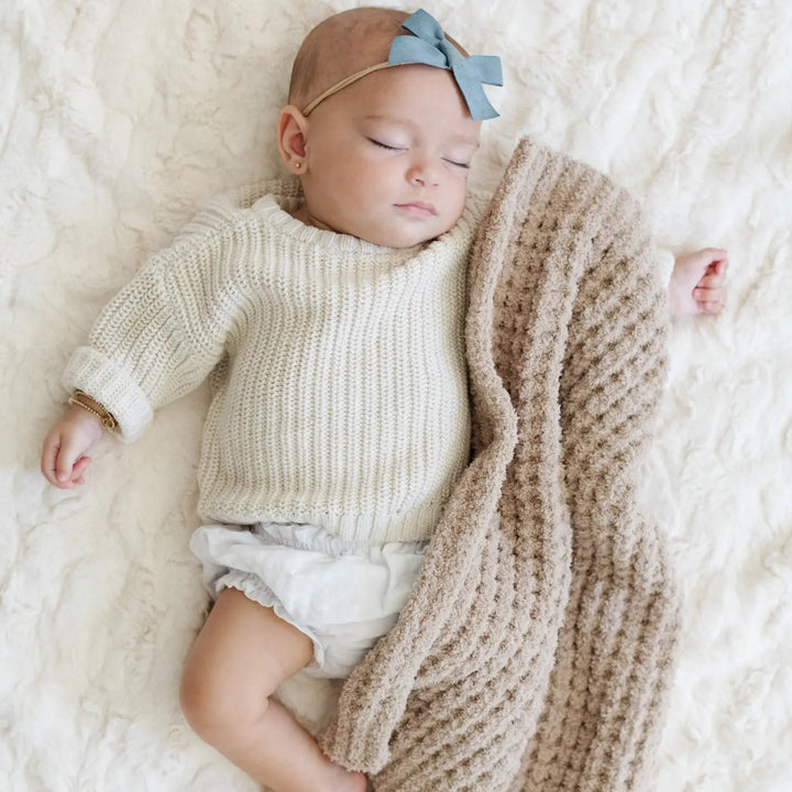 Waffle Knit Mini Blanket-Wheat