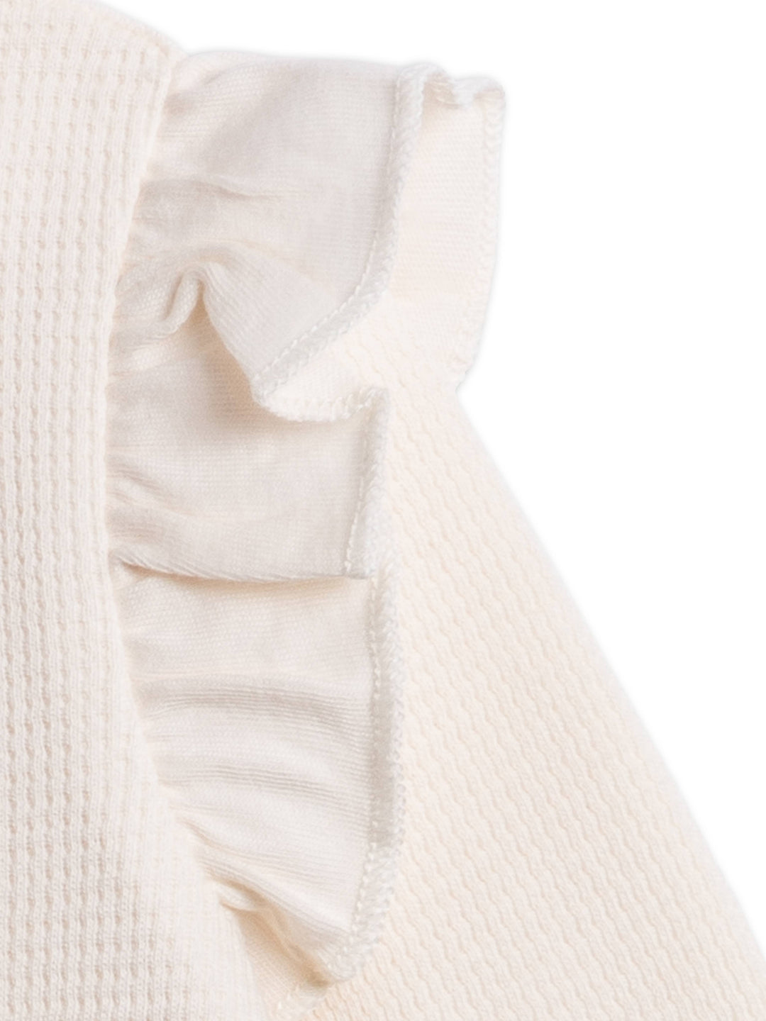 Mila Waffle Knit Flutter Sleeve Romper - Ivory: 0-3M