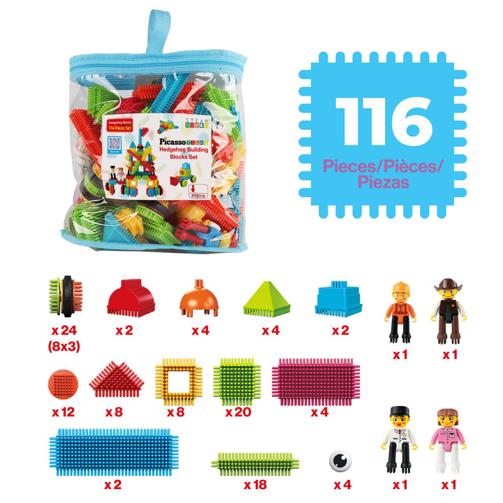 PicassoTiles 116pc Hedgehog Building Blocks Building Toy