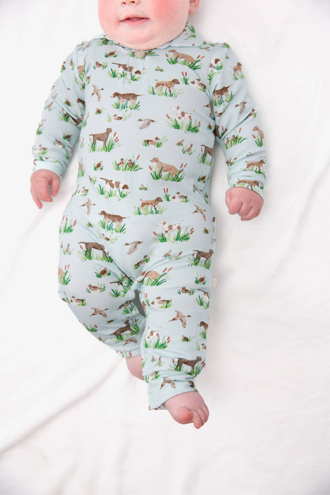 Bird Hunting Dogs - Sweatshirt Polo Romper (Delta Dogs): 0-3mo