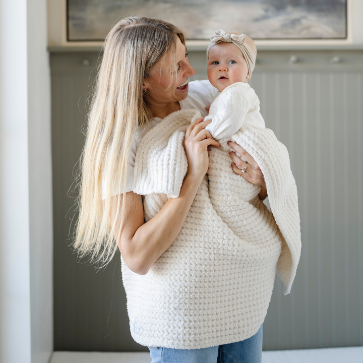 WAFFLE KNIT RECEIVING BLANKETS: Elm