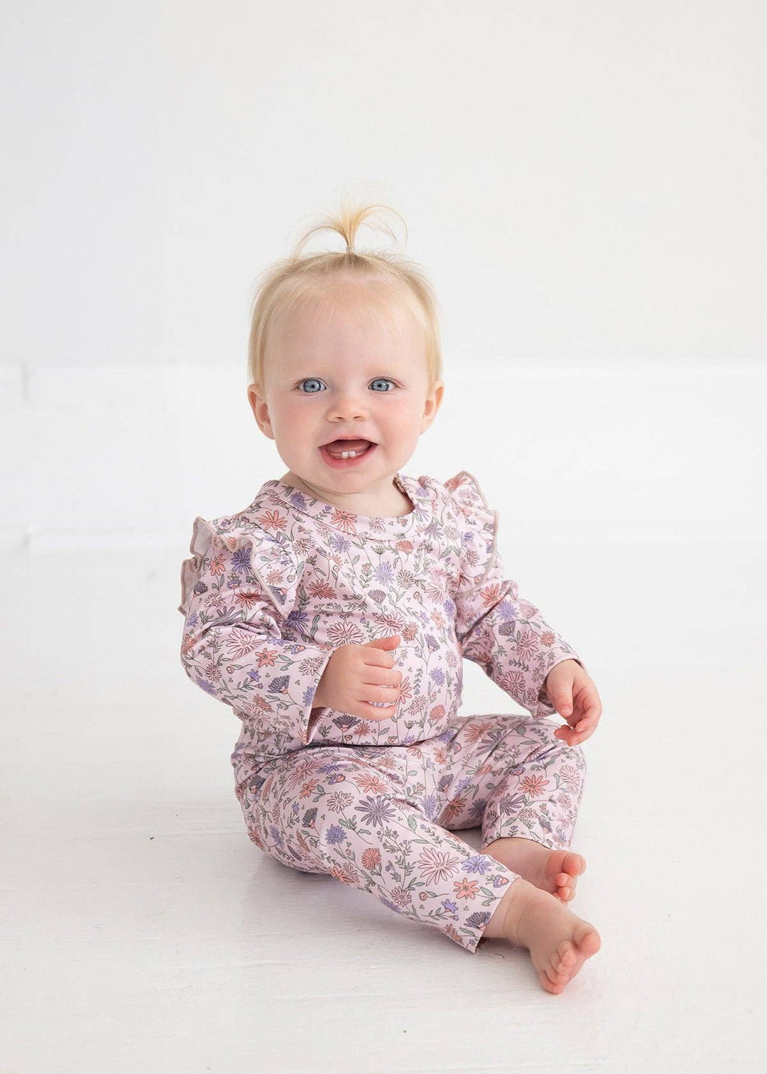 Whimsical Wildflower Floral Elastic Waist Leggings: Pink