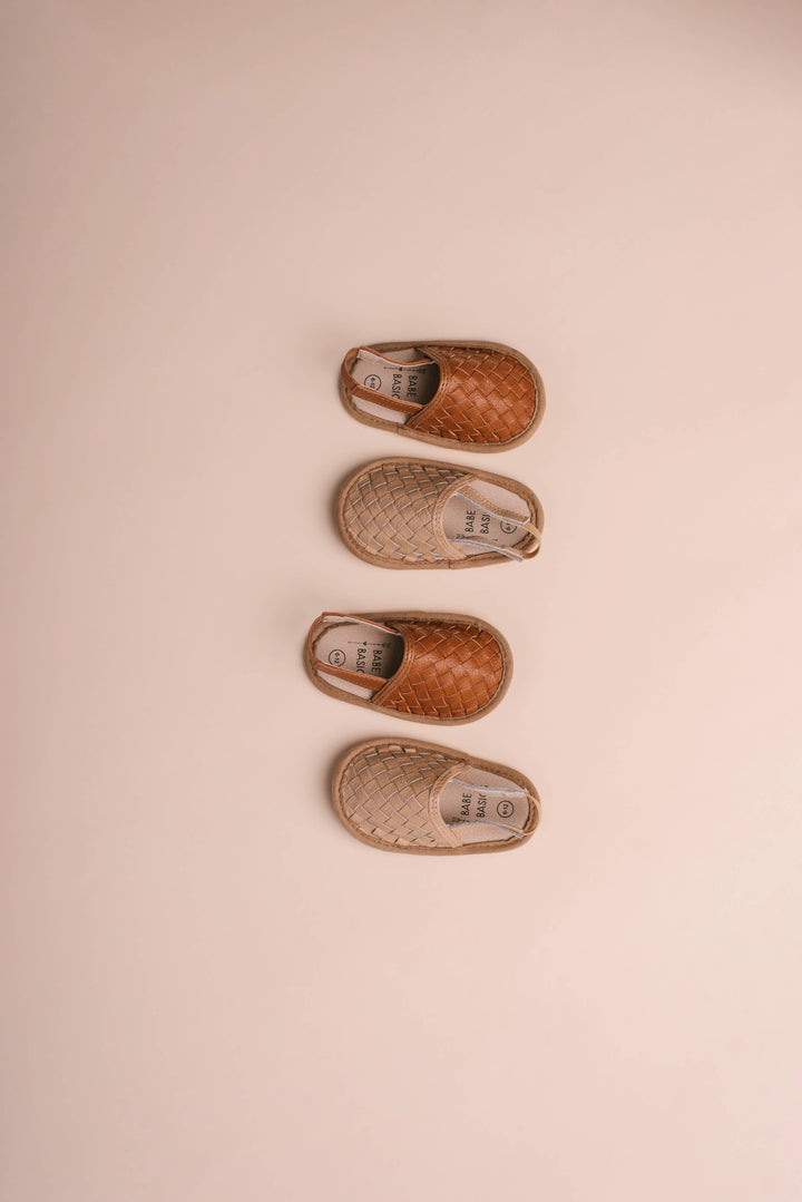 Woven Leather Baby Sandals: Tawny