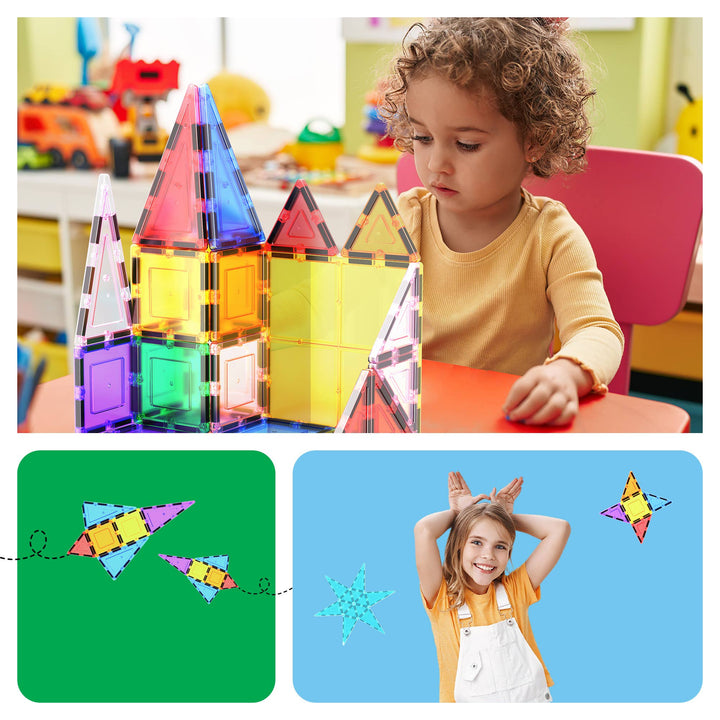 PicassoTiles 61pc Magnetic Tile Building Set STEM Toy
