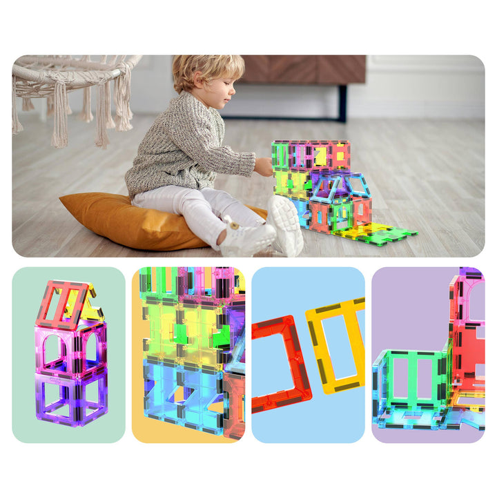 PicassoTiles 42pc Magnetic Tile Building Set STEM Toy