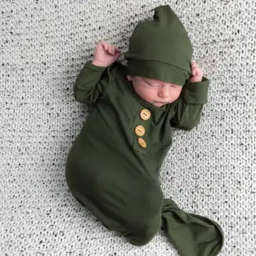 Bamboo Baby Knot Gown- Solid Olive