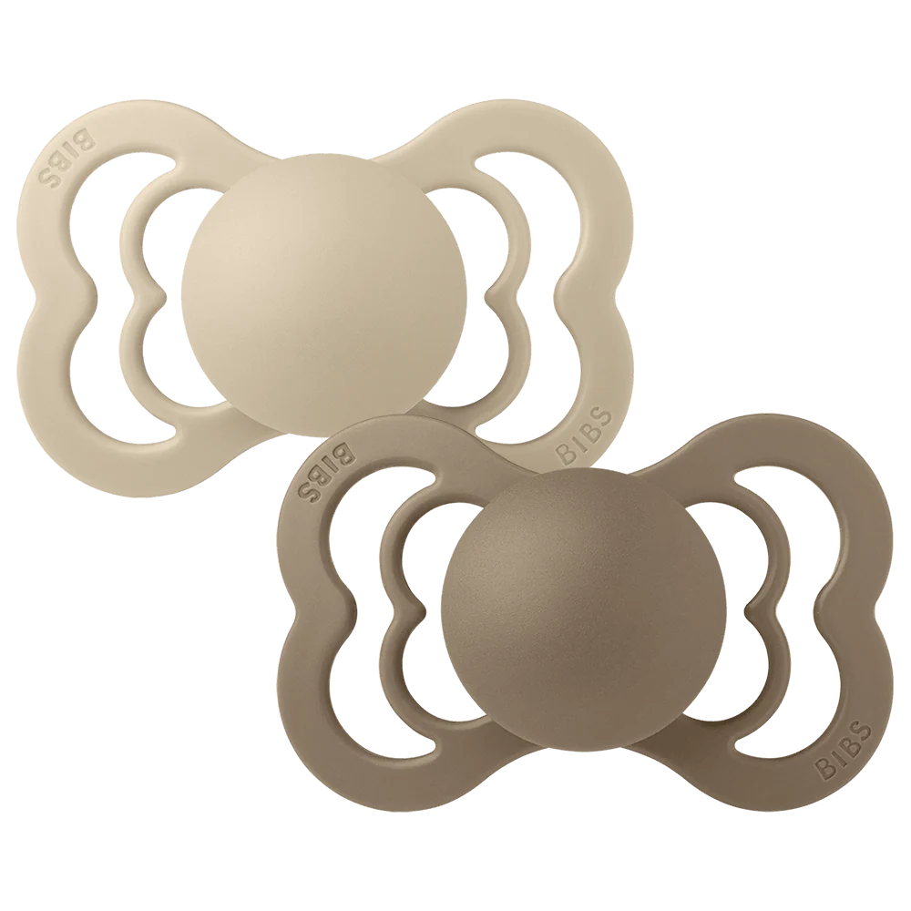 BIBS Pacifier Supreme 2 Pack Latex Vanilla/ Dark Oak