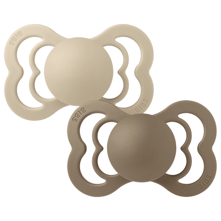 BIBS Pacifier Supreme 2 Pack Latex Vanilla/ Dark Oak