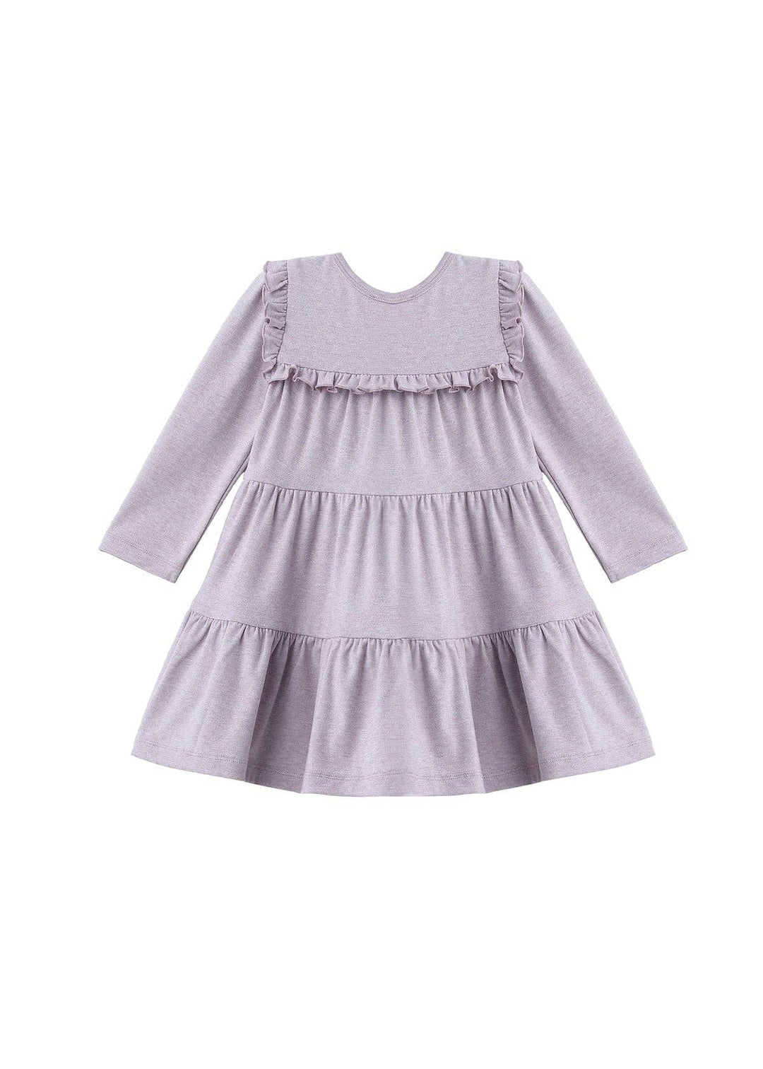 Maggie Long Sleeve Ruffle Yoke Tiered Dress: Purple