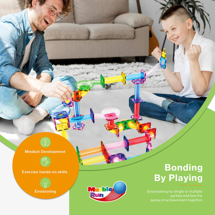 PicassoTiles Magnetic Marble Run Set STEM Toy: 50-Piece Set