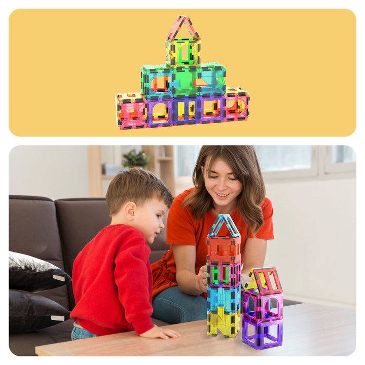 PicassoTiles 42pc Magnetic Tile Building Set STEM Toy