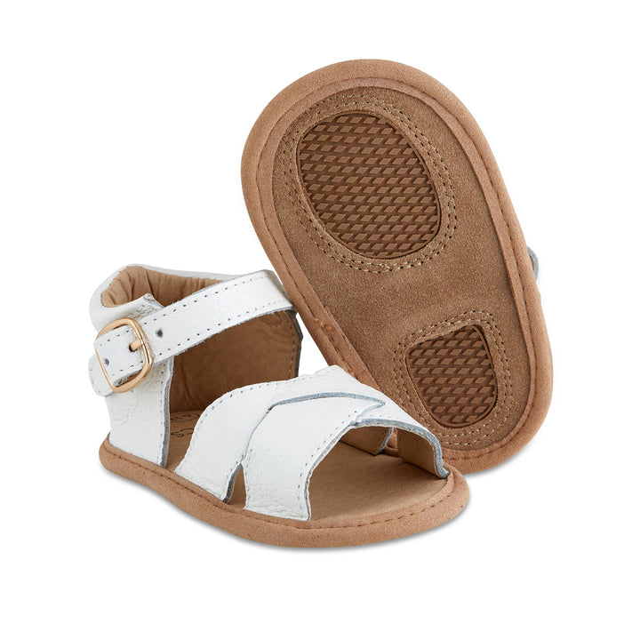 White Split-Soled Leather Baby Sandals