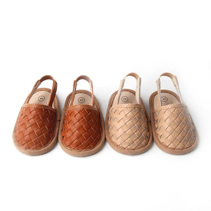 Woven Leather Baby Sandals: Tawny