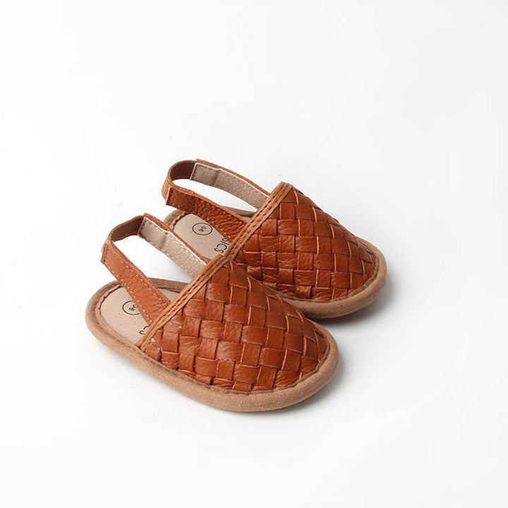 Woven Leather Baby Sandals: Tawny