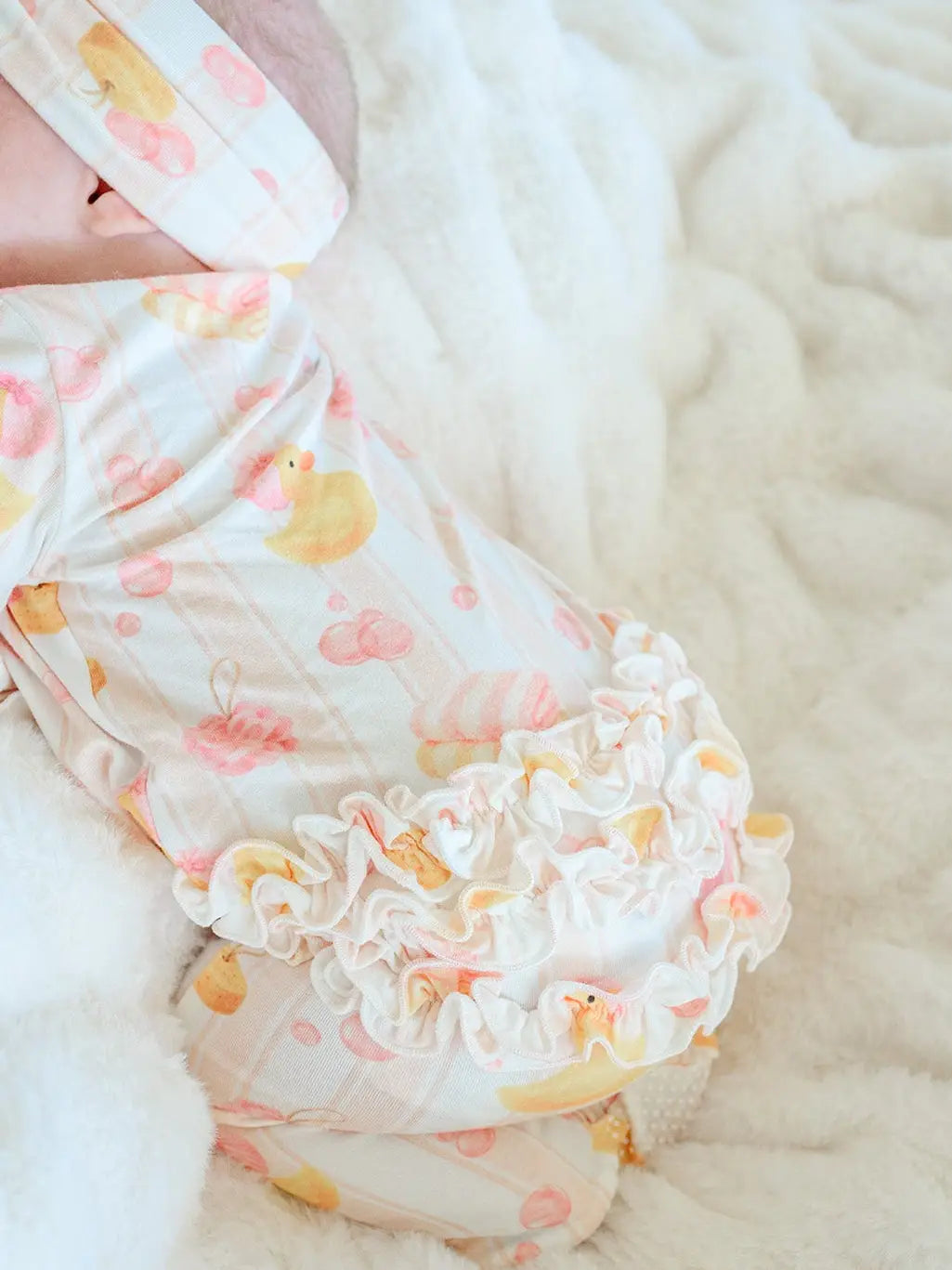 Bubble Duckies Zipper Footie- Pink