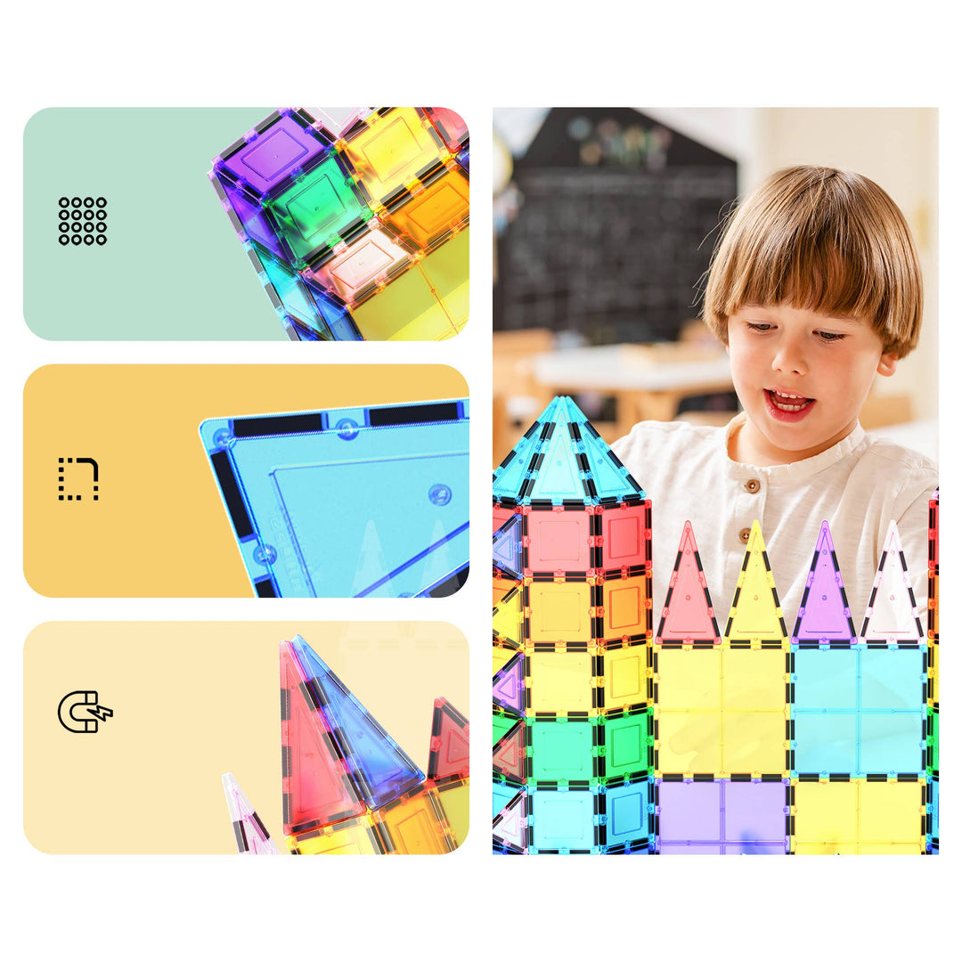 PicassoTiles 61pc Magnetic Tile Building Set STEM Toy
