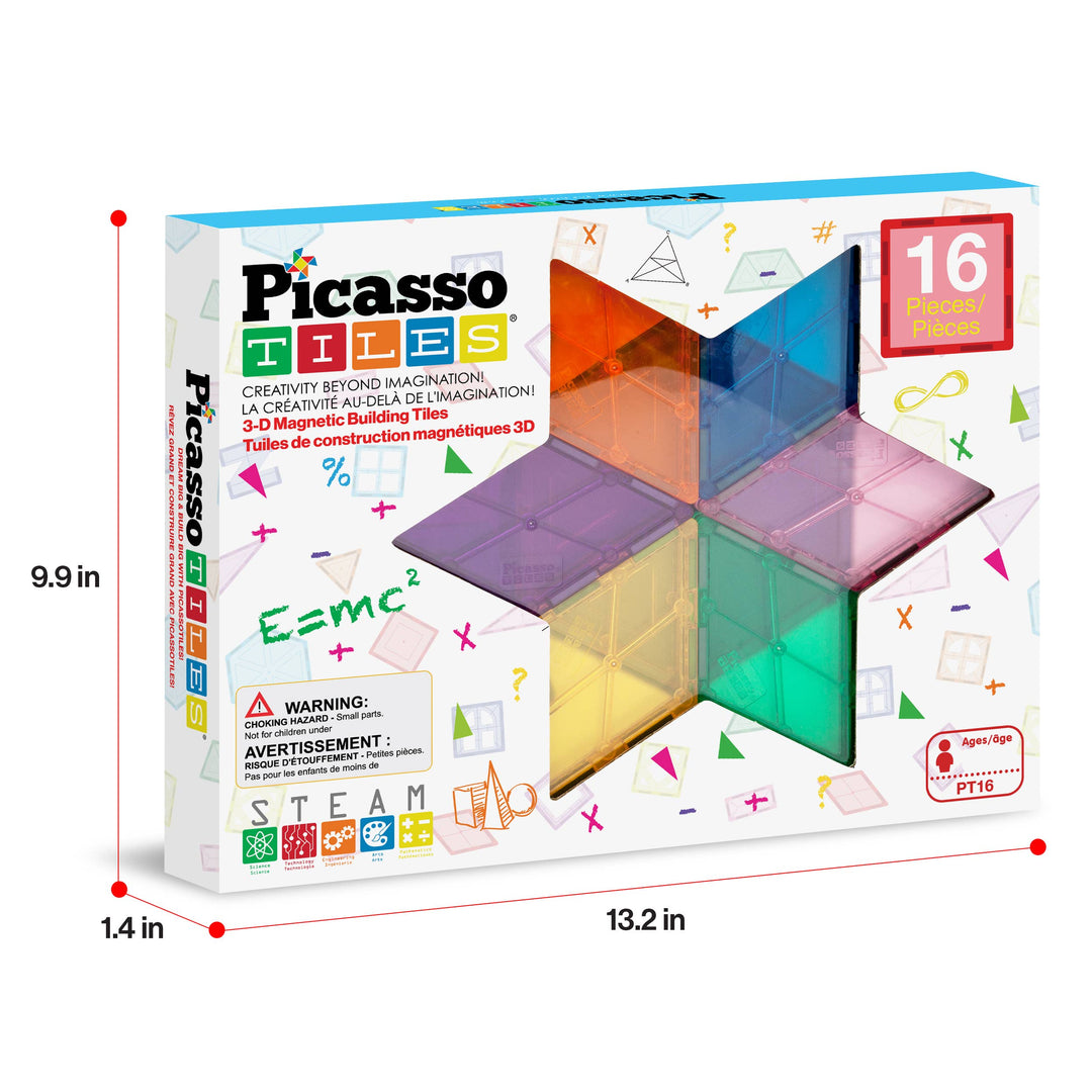 PicassoTiles 16pc Magnetic Tile Building Set STEM Toy