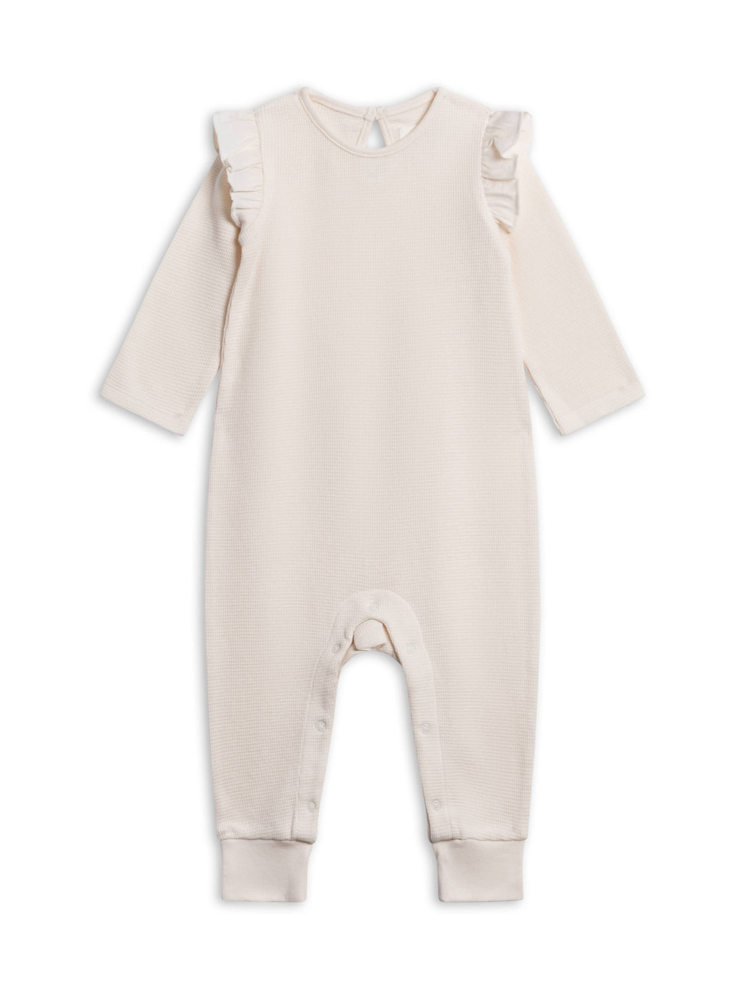 Mila Waffle Knit Flutter Sleeve Romper - Ivory
