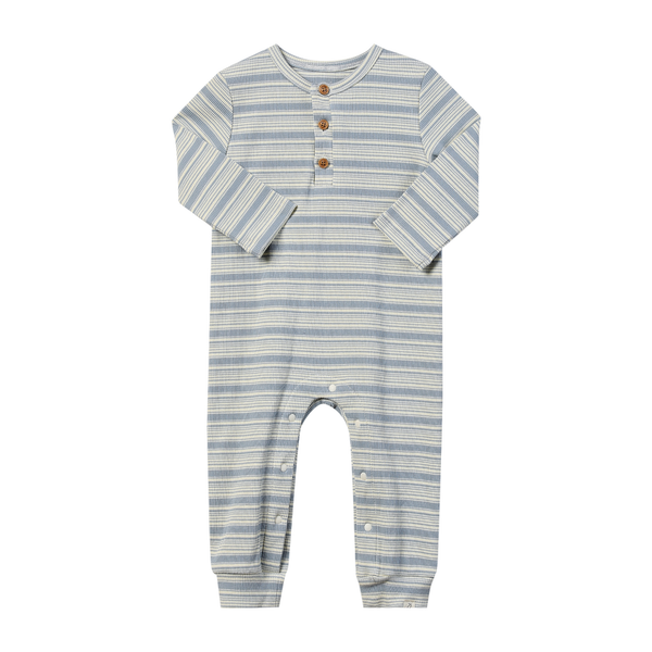 MASON China/Cream Ribbed Henley Romper: 18-24m