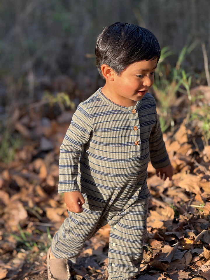 MASON Sage Ribbed Henley Romper: 9-12m