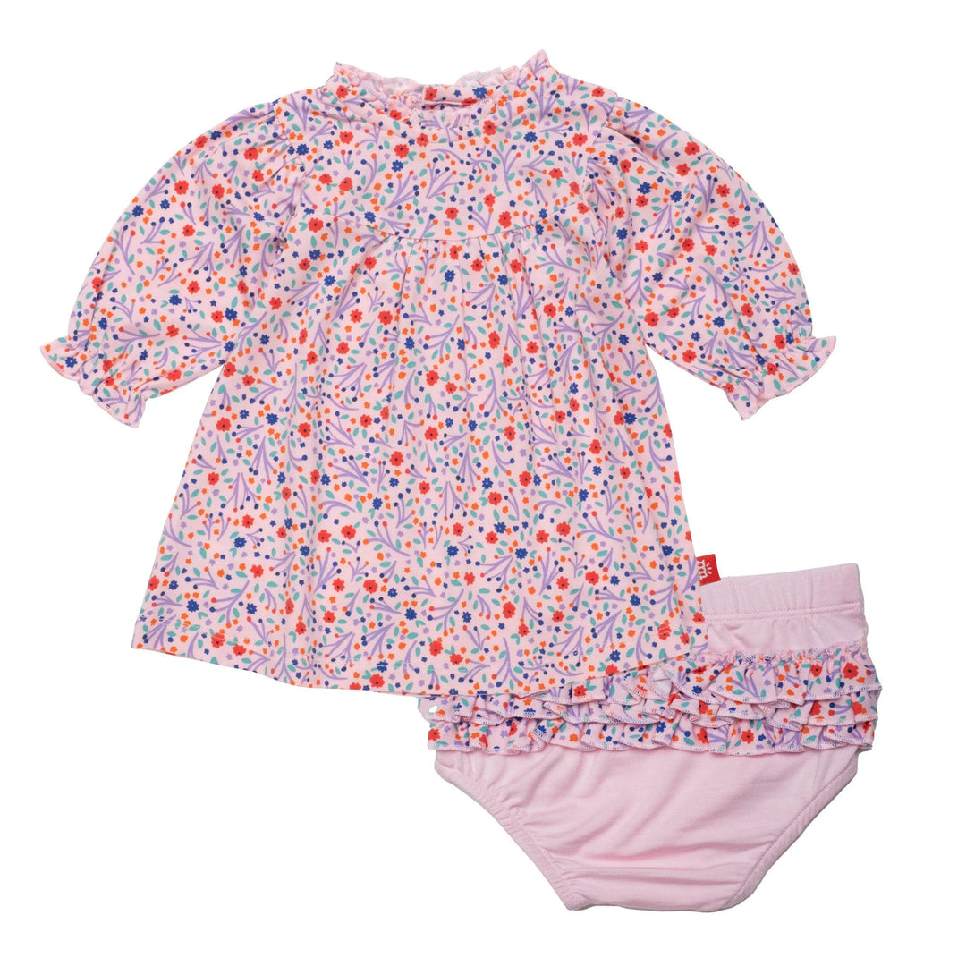 Elizabeth Forever Modal magnetic Baby Dress and diaper cover set