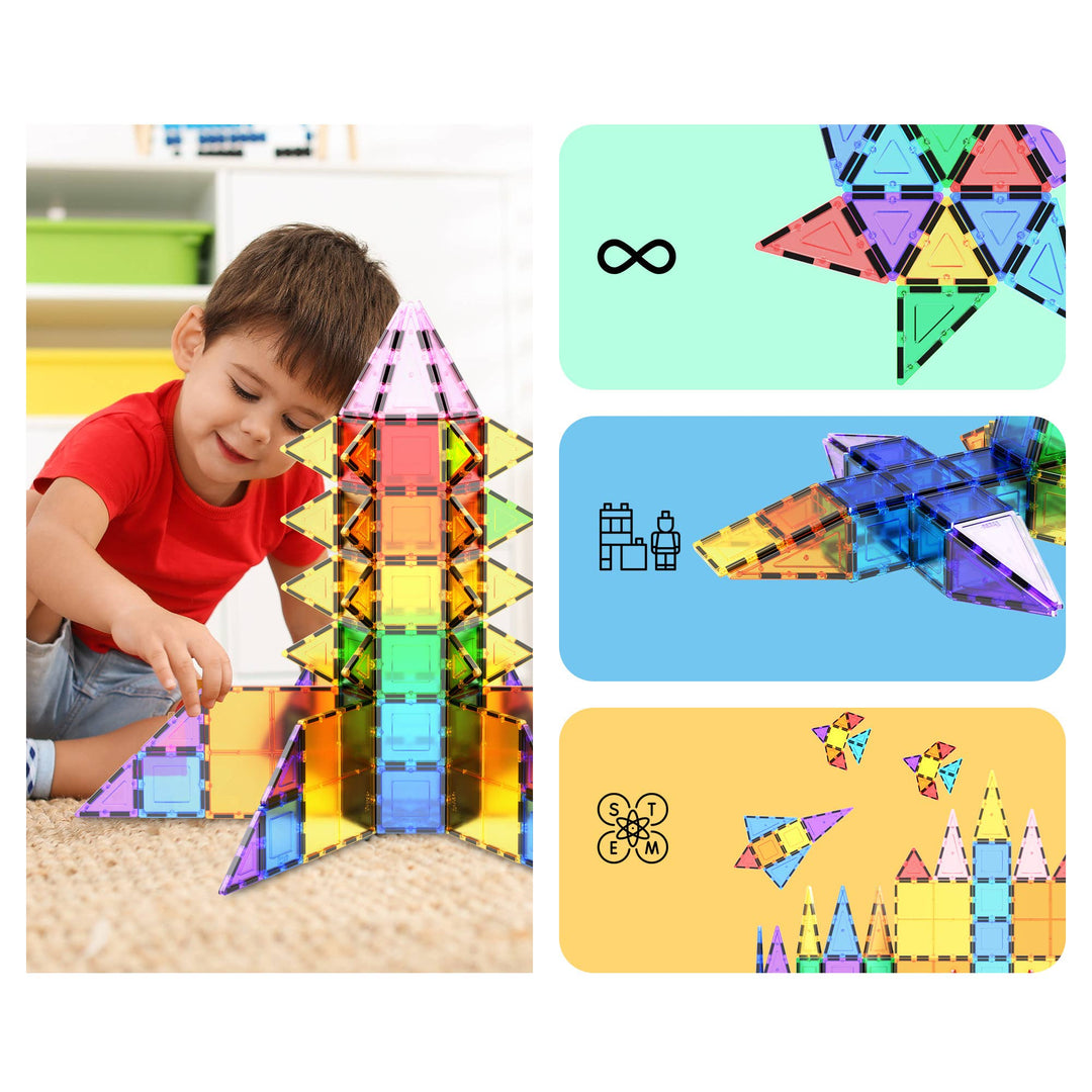 PicassoTiles 61pc Magnetic Tile Building Set STEM Toy