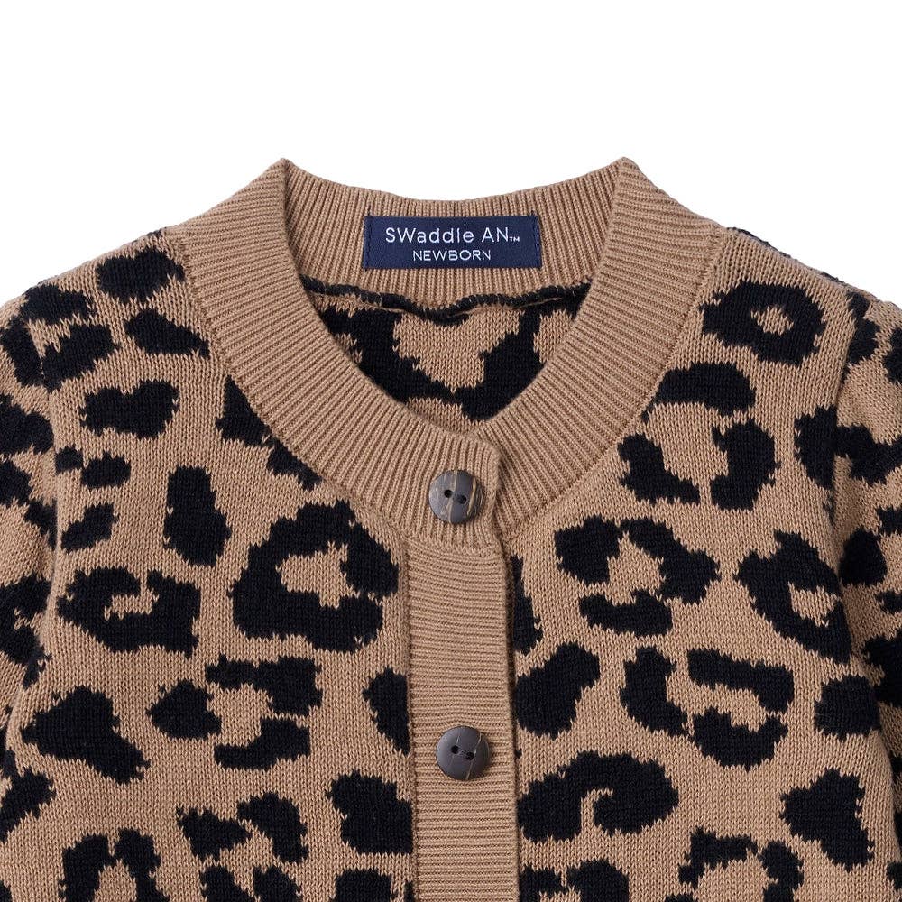 Leopard Baby Knit Button Romper: Leopard / 0-3M