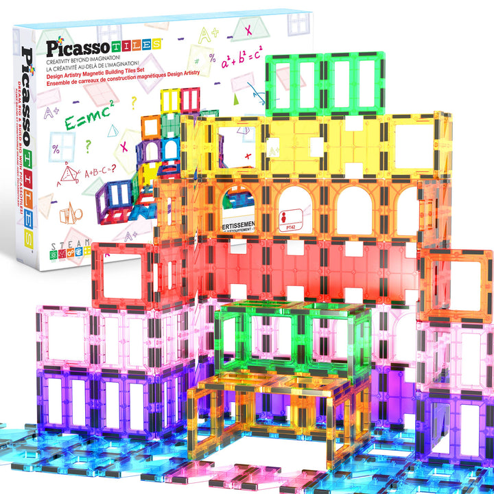 PicassoTiles 42pc Magnetic Tile Building Set STEM Toy