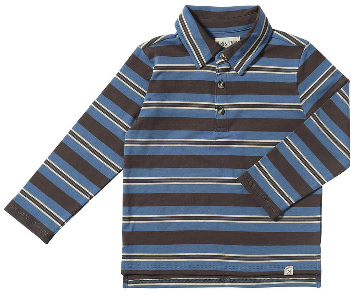 Midway Polo - Grey & Blue Stripe