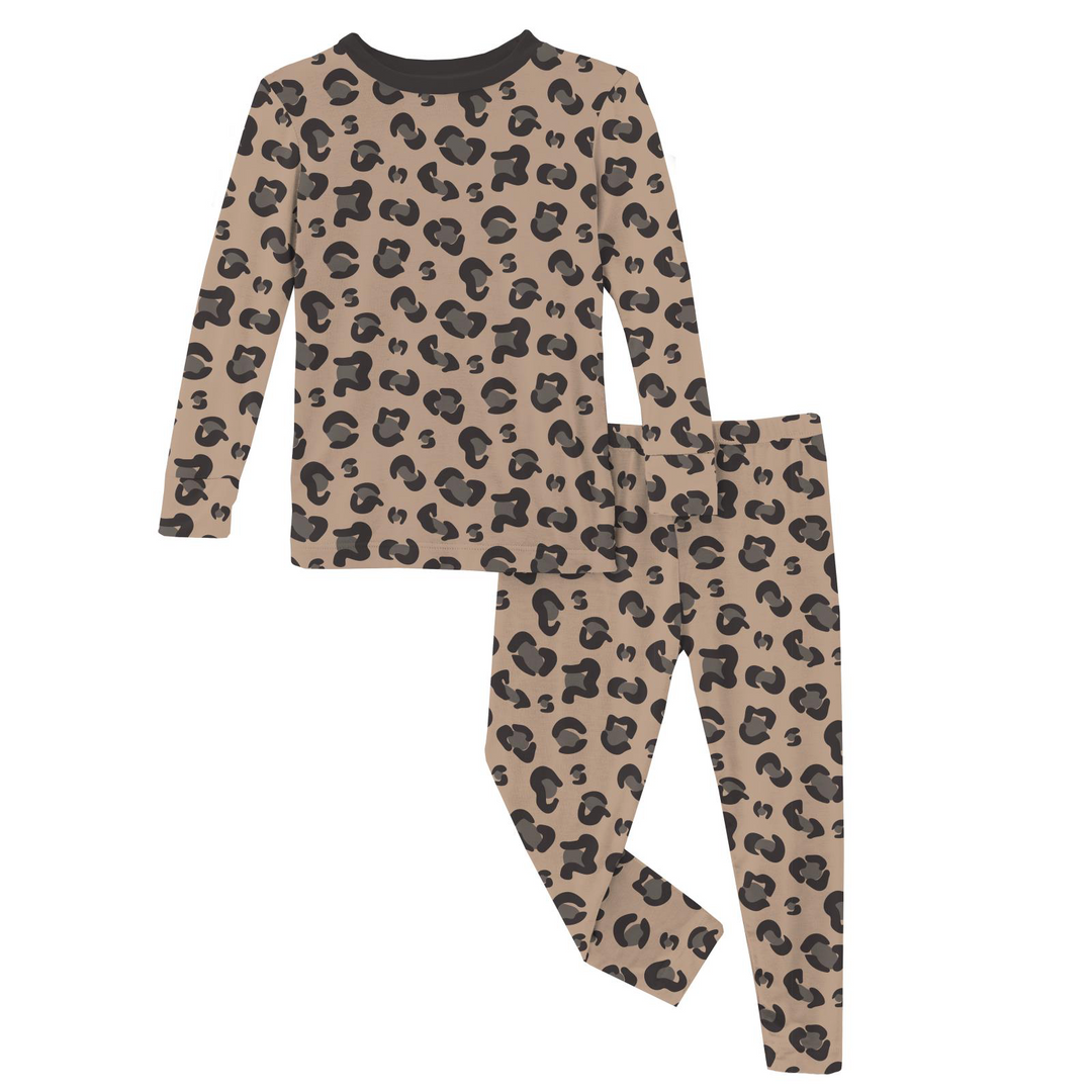 Kickee Print Long Sleeve Pajama Set | Suede Cheetah Print
