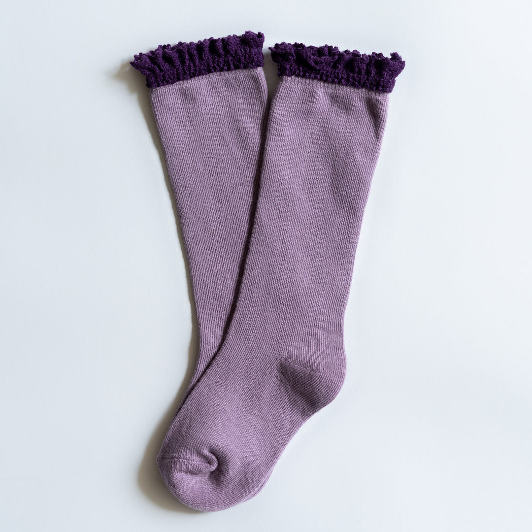 Purple + Plum Lace Top Knee High Socks