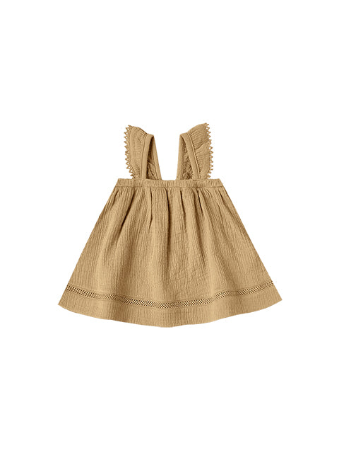Woven Ruffle Dress : Gold